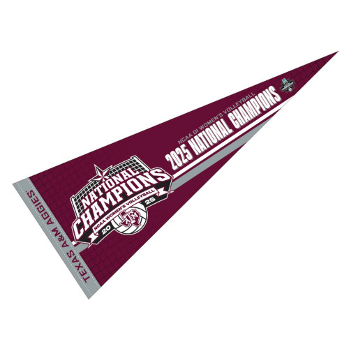 Texas A&M Aggies 2025 NCAA DI Women’s Volleyball National Champions maroon pennant with official championship graphics