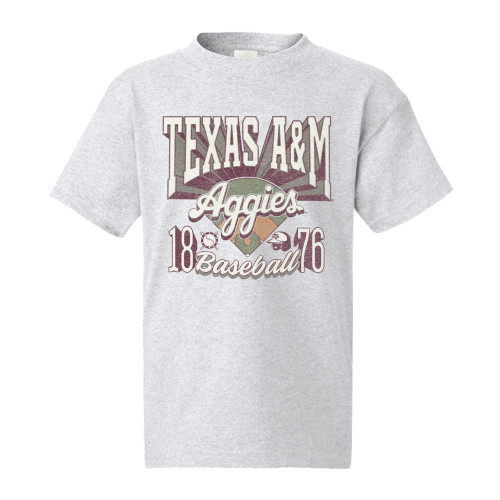 Texas A&M Aggies baseball T shirt with vintage baseball field graphic and 1876 Aggieland design