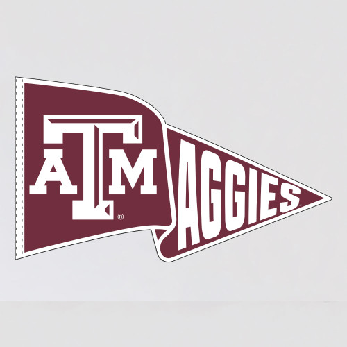 Texas A&M Aggies pennant with ATM logo and Aggies text in maroon and white