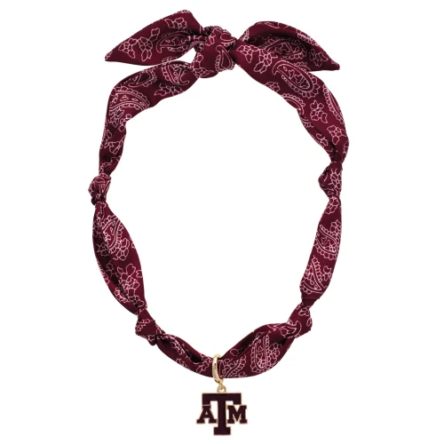 Texas A&M Aggies maroon bandana necklace with ATM logo charm