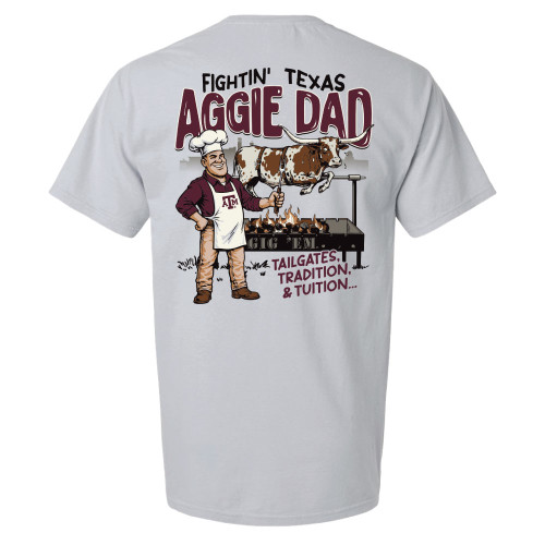 Aggie Dad Longhorn BBQ Short Sleeve - Grey - The Warehouse at C.C.