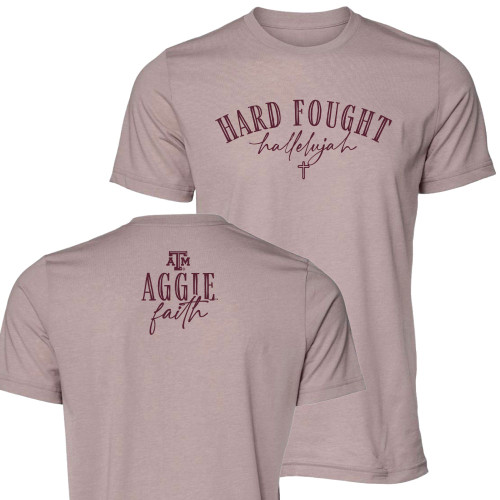 Texas A&M Aggies Hard Fought Hallelujah shirt with Aggie Faith and ATM logo on back