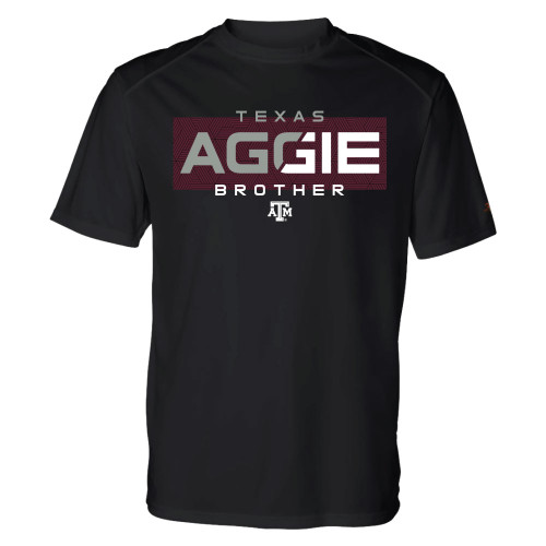 Texas A&M Aggies black Aggie Brother shirt with maroon graphic and ATM logo