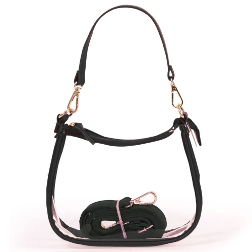 Texas A&M Aggies clear stadium purse with black trim and shoulder strap