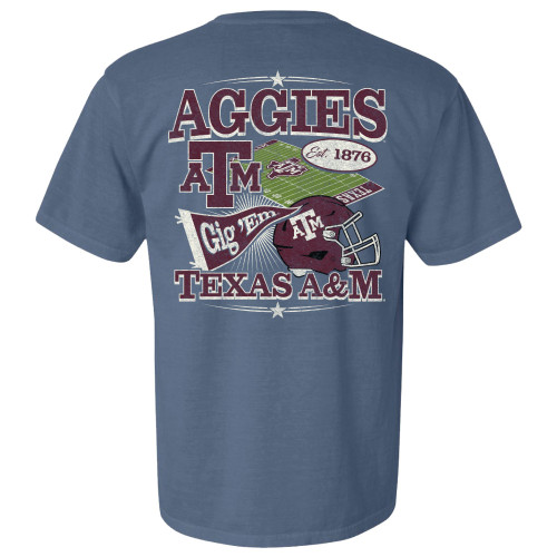Aggies Football Field Pennant Short Sleeve - Blue - The Warehouse