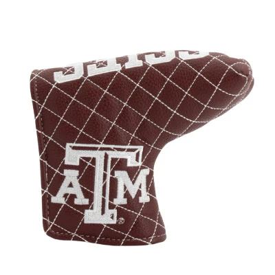 Maroon Texas A&M quilted putter cover featuring white diamond-pattern stitching, a large white Texas A&M logo on the side, and bold Aggies lettering across the top.