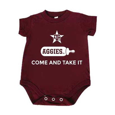 Texas A&M Aggies Infant Grey/Maroon 3/4 Sleeve Baseball Jersey Bodysuit