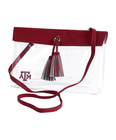 Round Clear Bag with Tassel, Brown