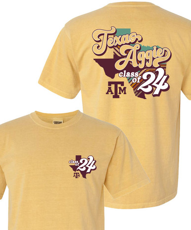 Gig 'Em Aggies Retro Flowers Comfort Short Sleeve Parchment T-Shirt