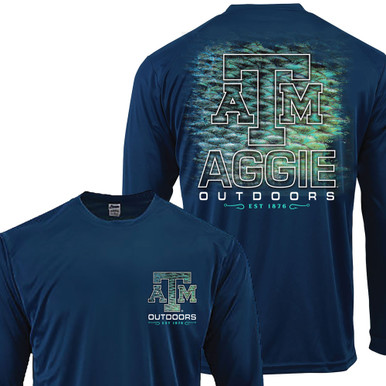 Texas A&M Aggies Outdoors Fish Scale Blues Active Long Sleeve T