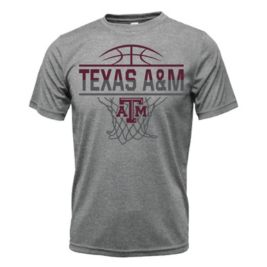 Texas A&M Aggies Basketball Hoop Active Short Sleeve Heather Grey T-Shirt