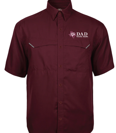 Aggie Dad Short Sleeve Fishing Shirt I Maroon - The Warehouse at