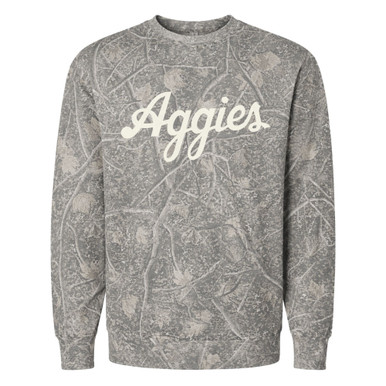 ATM Aggies スウェットシャツ グレー Script Aggies Crew - Deadwood Camo - The Warehouse at C.C. Creations
