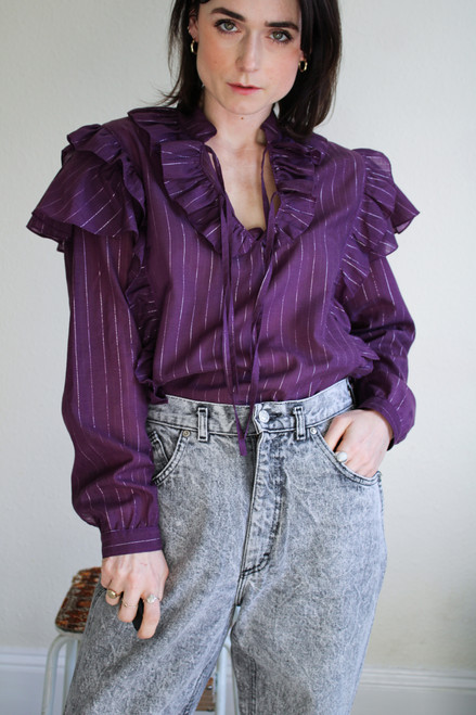 80's Ruffle Blouse - Front