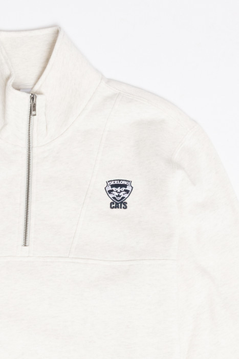 Cats 1/2 Zip Fleece - White Marle