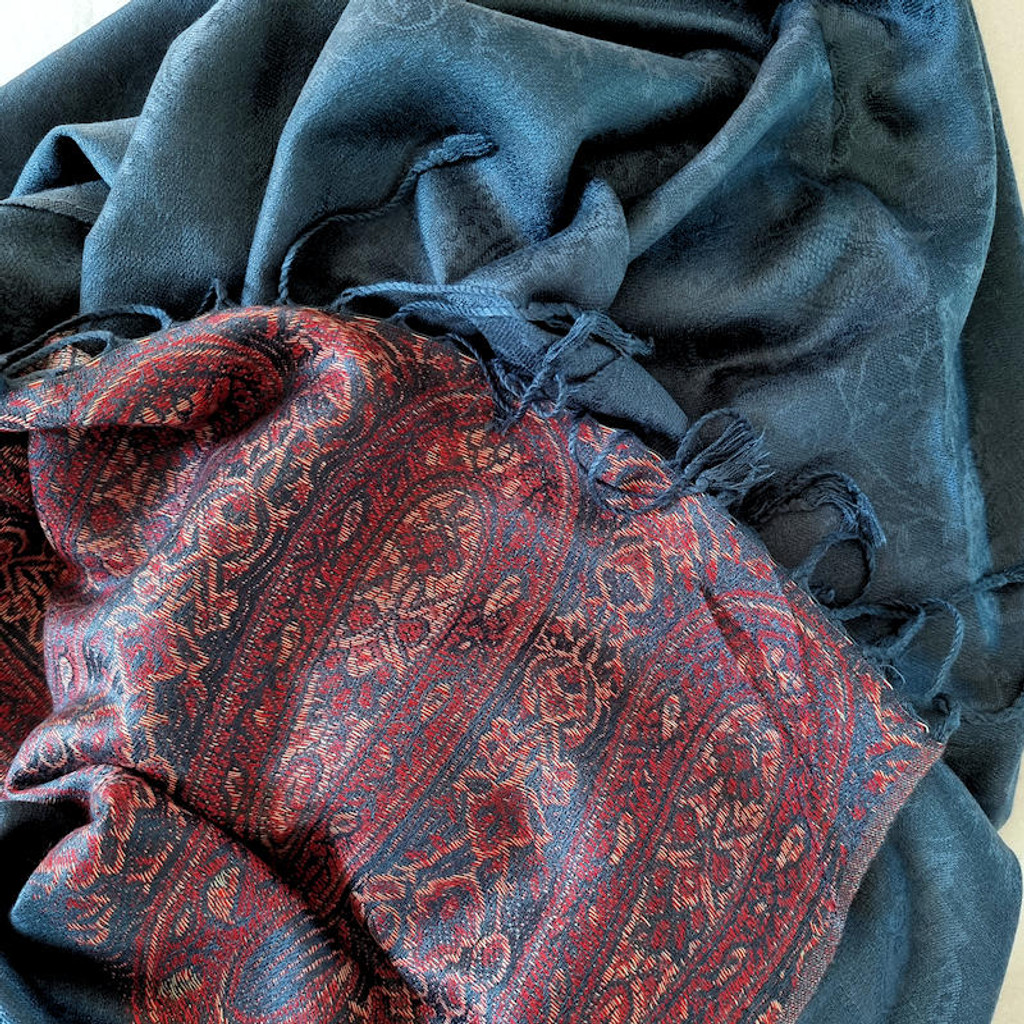 Healing Shawl -  blue and red paisley 
