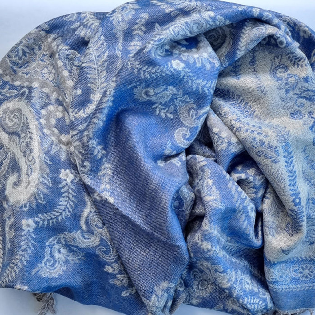 Healing Shawl - blue paisley