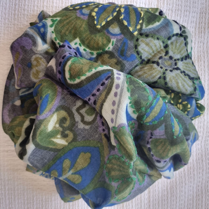 Healing Shawl- fine wool - embroidered yellow flowers