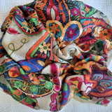 Healing Shawl- merino wool - embroidered multi flowers