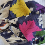 Healing Shawl- merino wool - reversible multi leaves