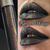 Raven's Mirage Mystic Metallics Liquid Lipstick by Notoriously Morbid—dark gray base with sparkling multichrome shifts of red, gold, lime, and turquoise inspired by Edgar Allan Poe.