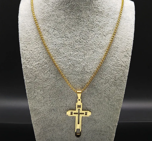 Gold Die-Cut Cross Necklace Gold Die-Cut Cross Necklace
