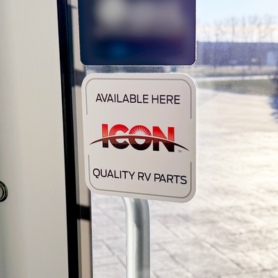 "ICON Parts Available" Retail Door Sticker