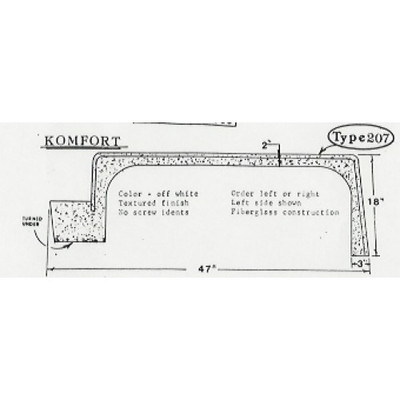 #207 Komfort RV fiberglass single front fender skirt