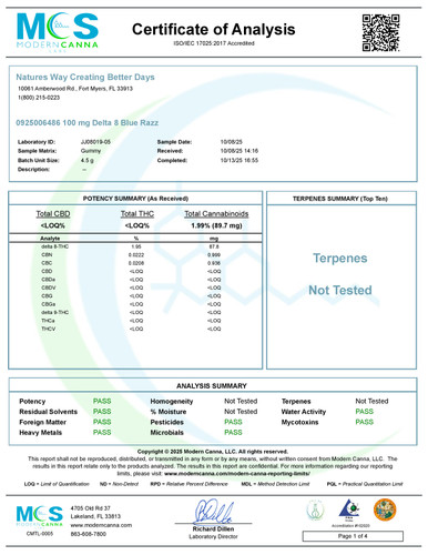 Delta 8 THC 100mg Gummies (1500mg D8) - 15 Pack - Blue Raz