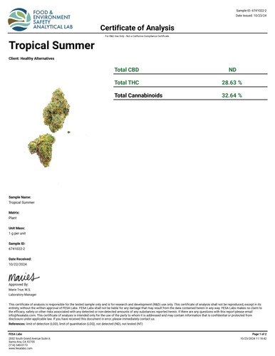 THCa Buds & Flower -Light Dep - Tropical Summer  7G