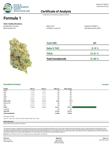 THCa Buds & Flower -Light Dep - Formula 1  7G