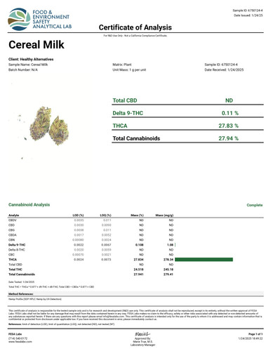 THCa Buds & Flower -Light Dep - Cereal Milk 7G