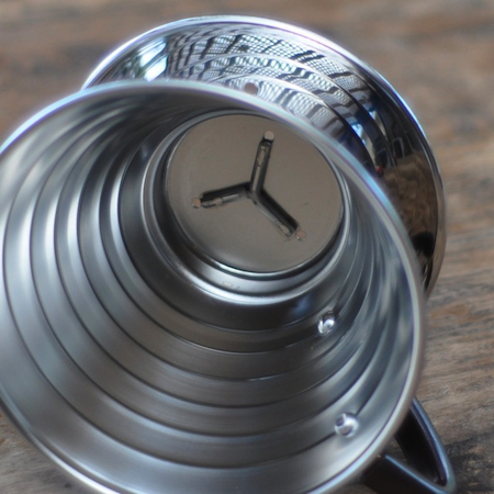 Kalita Stainless Wave Dripper Inside picture of the Kalita Stainless Wave Dripper