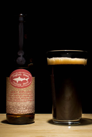 Dogfish Head's seasonal stout combines roasted chicory with organic Mexican coffee to proffer a unique and unruly experience. Chicory Stout, a coffee beer from Dogfish Head Brewery.