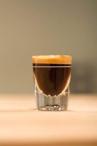 The delicious results of your labor. A shot of espresso.