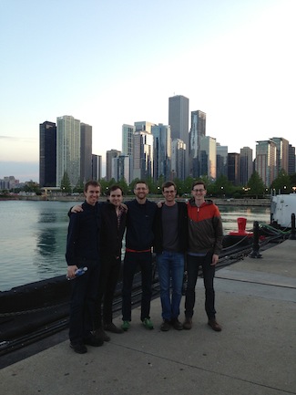 Prima Coffee crew and Chicago skyline