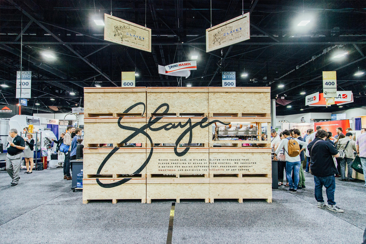 Simple and striking - Slayer's booth was hard to miss! Slayer's Booth at SCAA