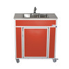 Monsam NSF Certified Portable 3-Compartment Sink (red, front)