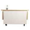 The Kickstart Coffee Cart w/ Finished Natural Folding Side-Shelves (White, shelves folded down)