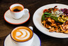 Distant Ancap Dinnerware and Verona Blueand Red Painted-Rim Cups and Saucers