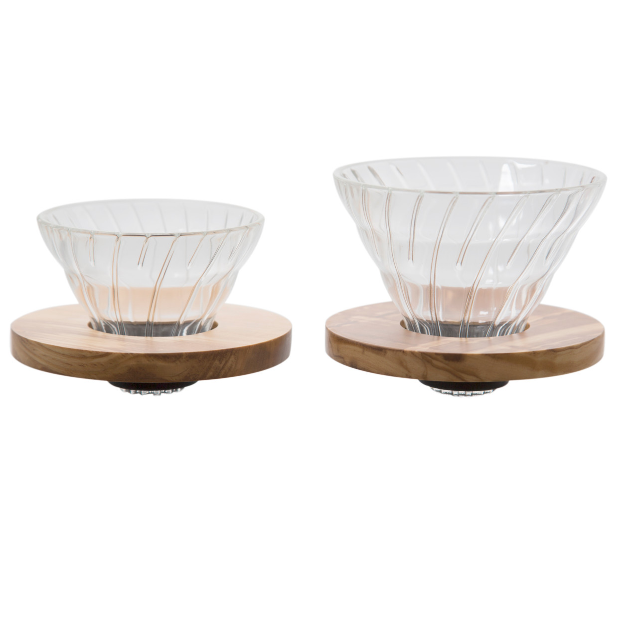Hario V60 Olive Wood Stand & Heat Resistant Glass Coffee Server 02 Set -  Globalkitchen Japan