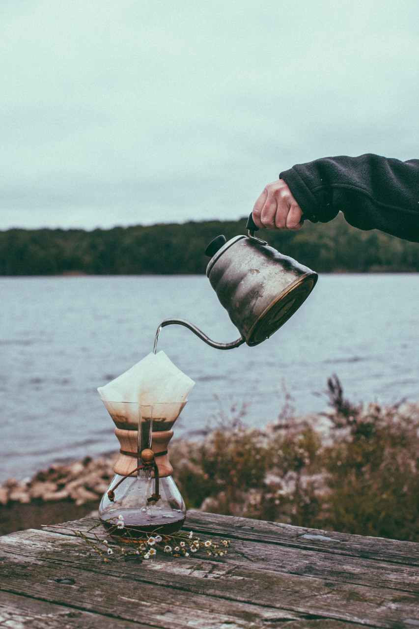 Hario Enamel Pour Over Gooseneck Kettle in White with Teak Handle & Knob on  Food52