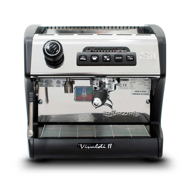 La Spaziale Vivaldi II Direct Plumb Espresso Machine (front, black)