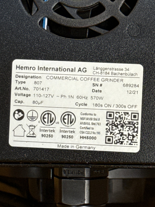 USED - EXCELLENT | Ditting 807 Retail Coffee Grinder (Black)