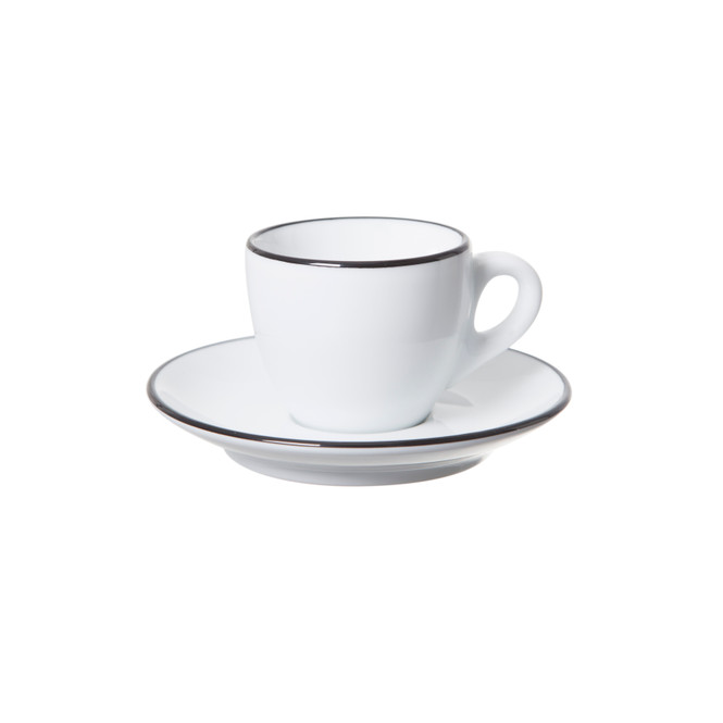 Ancap verona espresso cup with a black painted rim on cup and saucer