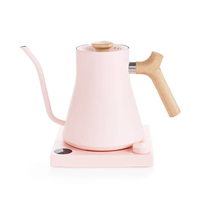 Fellow Stagg EKG Pouring Kettle in pink with wooden accents
