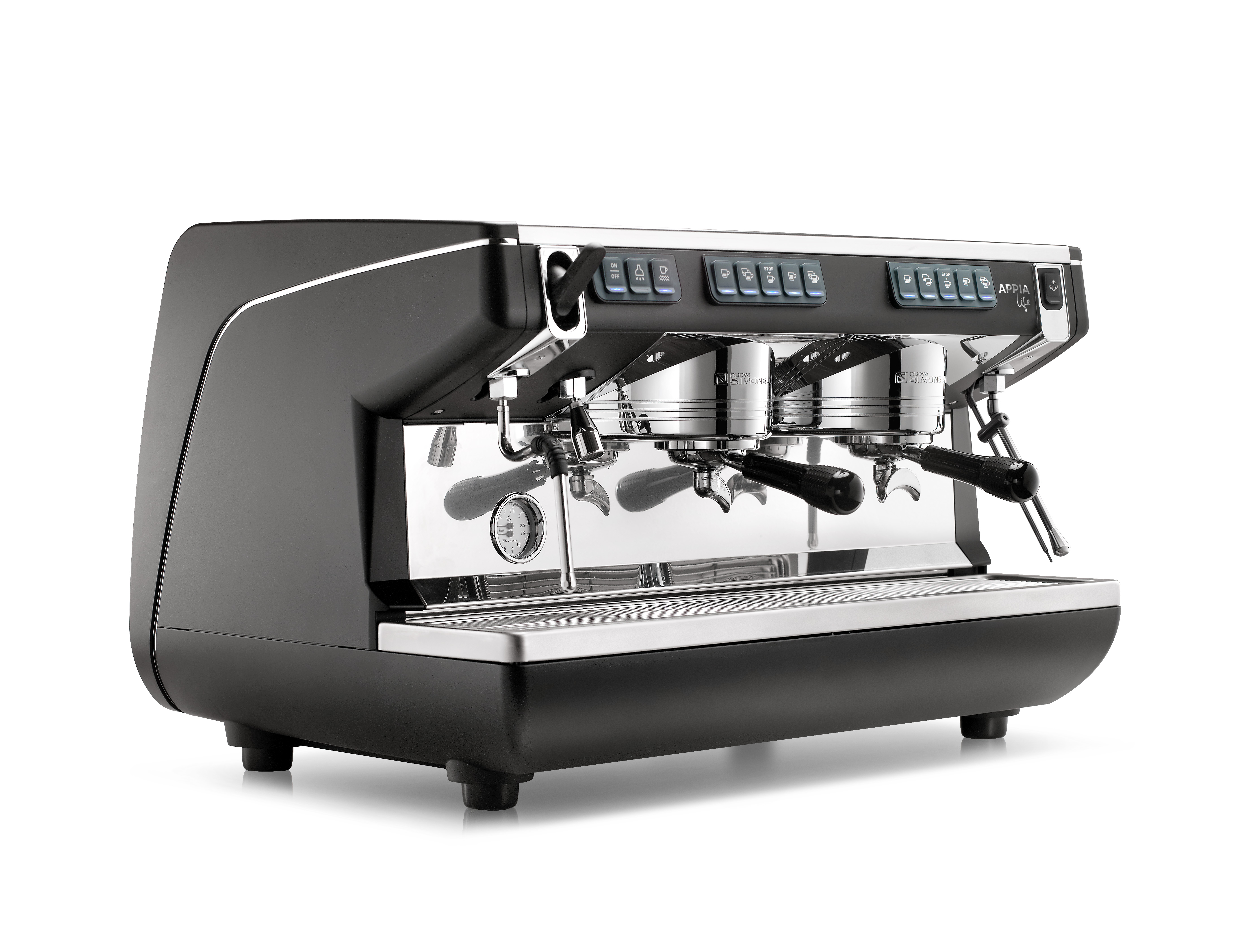 Nuova Simonelli Appia Life Volumetric Espresso Machine 2 group side view