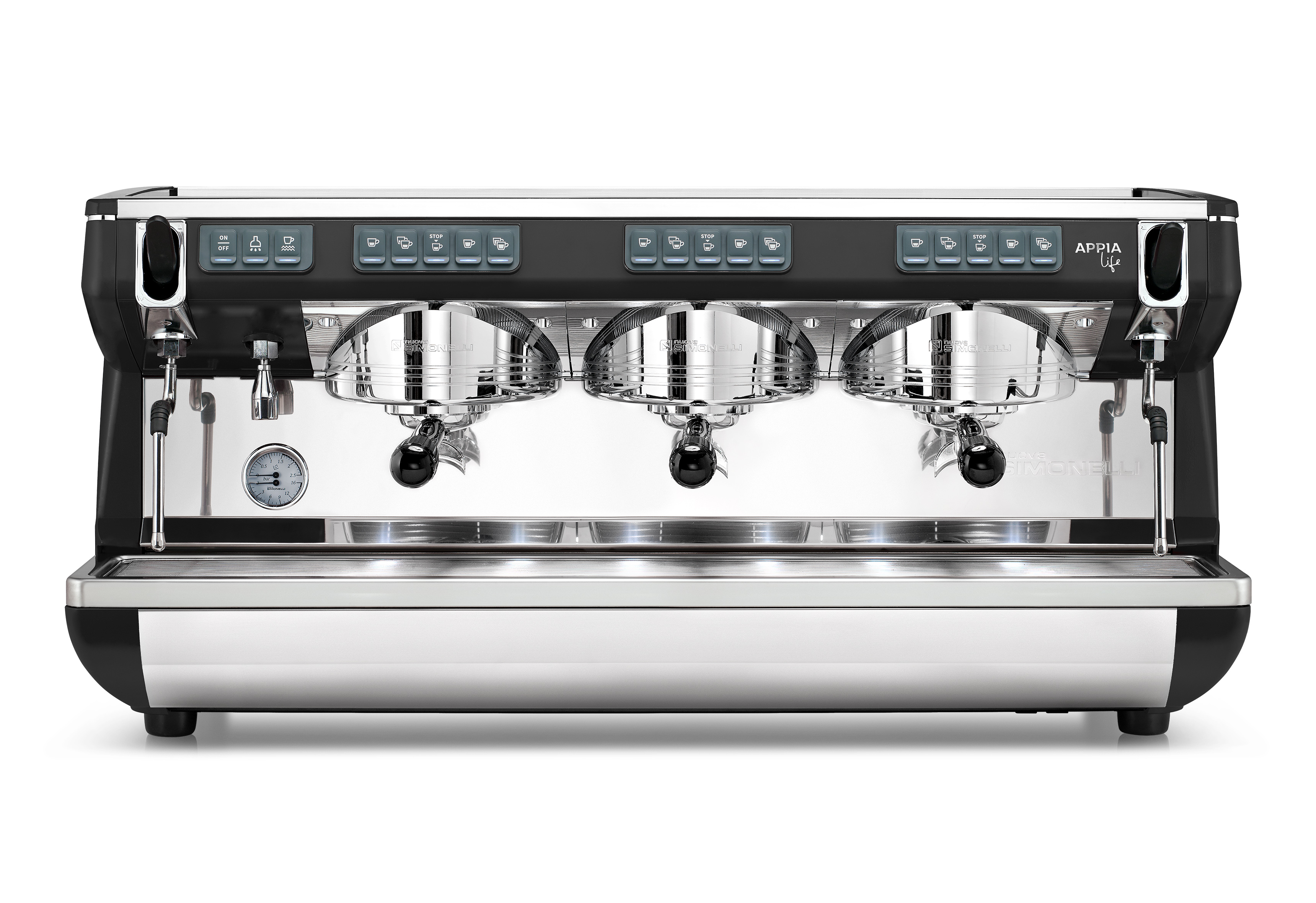 Nuova Simonelli Appia Life Volumetric Espresso Machine 3 group front view