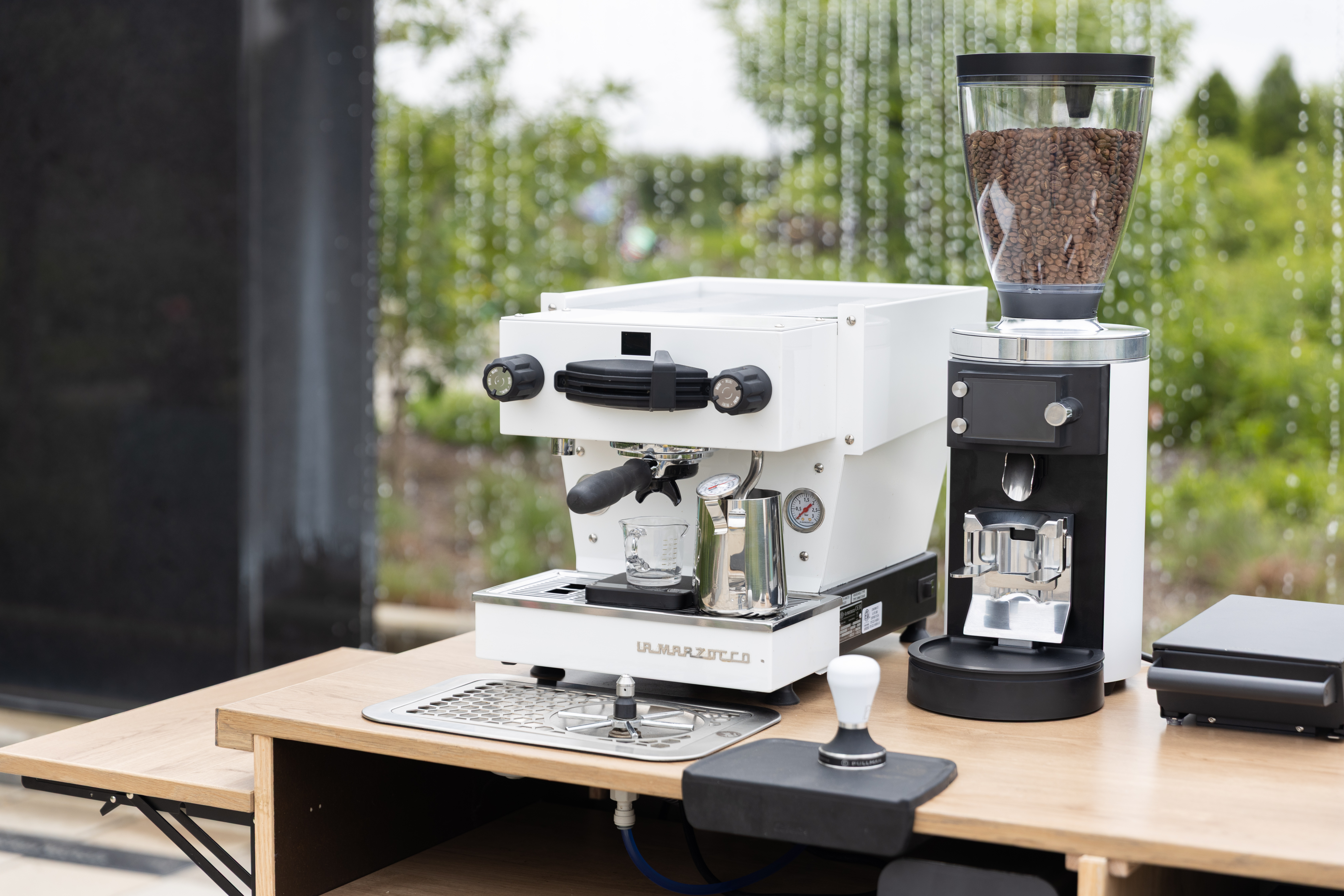 Final installation of equipment into coffee cart countertop