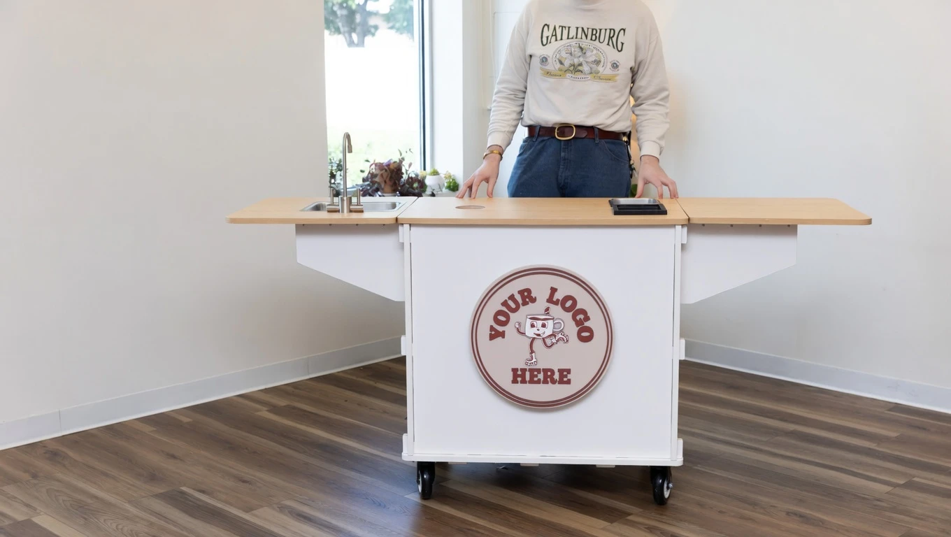 Klassy Cart Turn-Key Cart (white, with Crafted 3D signage)